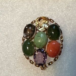 Vintage 12K multi gem brooch
